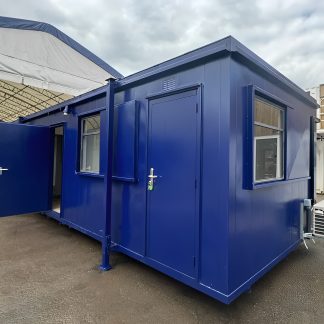 Custom 32Ft × 10ft Cabin Office + Canteen + 1+1 WC Wash Rooms Anti-Vandal